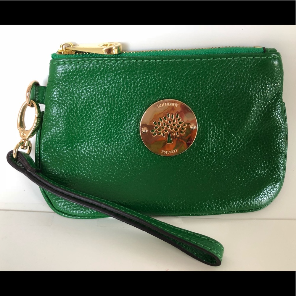 Brand new Mulberry wristlet/ clutch green colored